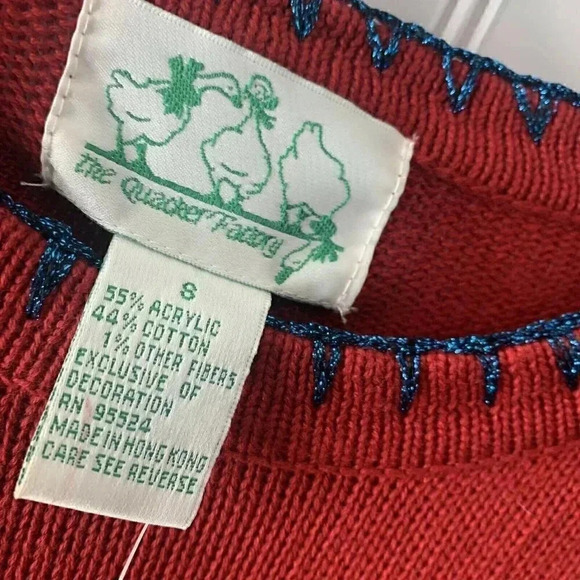 Quacker Factory Red Sparkle Star Crew Neck Sweater - Picture 4 of 5